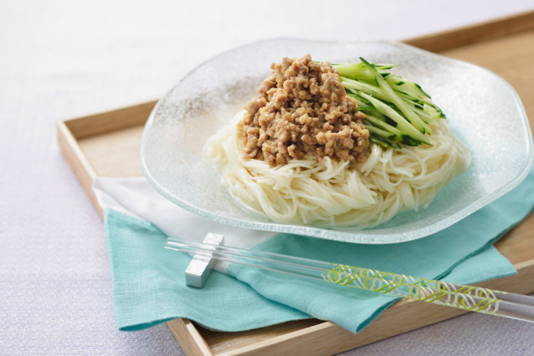 長ねぎとひき肉のっけタンタンそうめん