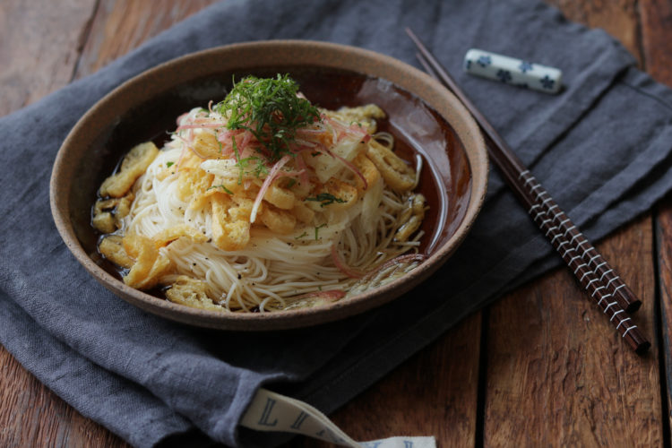 カリカリお揚げとみょうがのそうめん