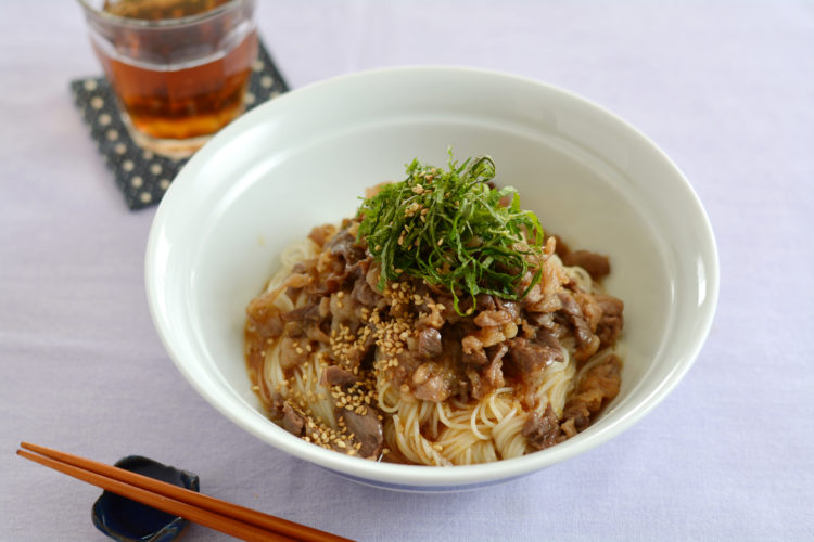 ガッツリ牛肉油そうめん